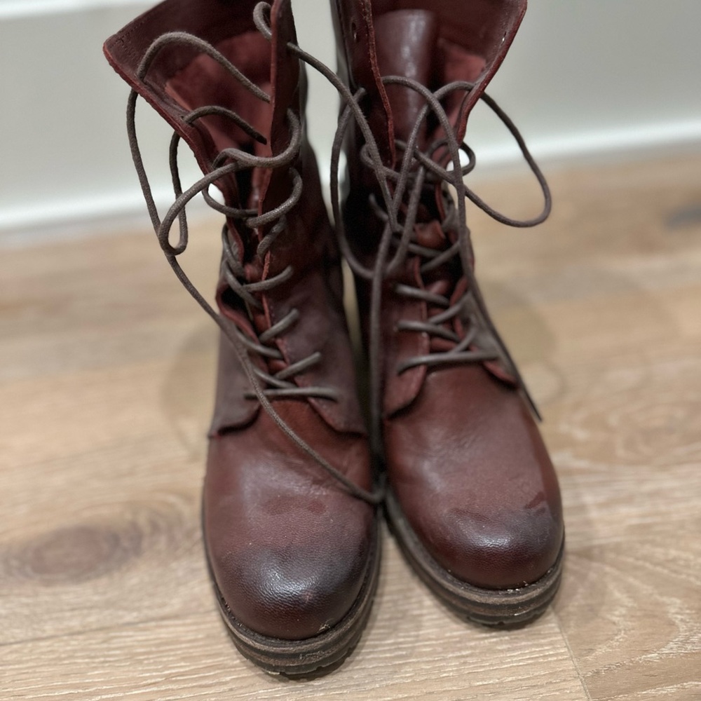 Frye Women's Dark Red Combat Boots